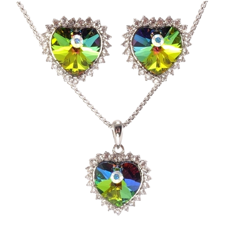 Набор Xuping цвет Родий с кр-ми Swarovski Серьги Кулон на цепочке Сердечки Vitrail Medium длина 40-45см х фото №20 Набор Xuping цвет Родий с кр-ми Swarovski Серьги Кулон на цепочке Сердечки Vitrail Medium длина 40-45см х фото №20