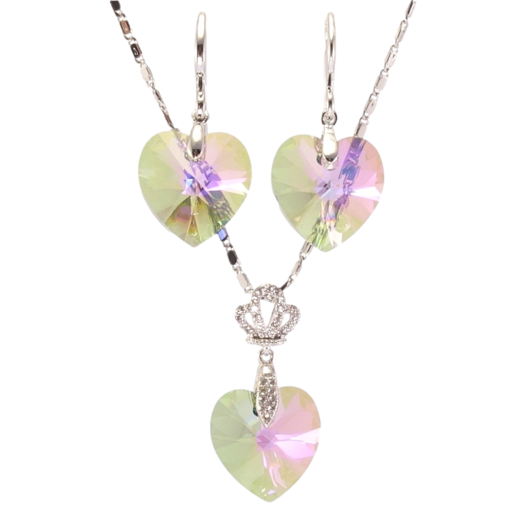 Набор Xuping цвет Родий с кр-ми Swarovski Серьги Кулон на цепочке Кристальные сердечки Vitrail Light длина фото №23 Набор Xuping цвет Родий с кр-ми Swarovski Серьги Кулон на цепочке Кристальные сердечки Vitrail Light длина фото №23