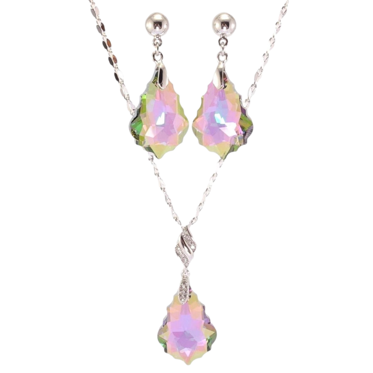 Набор Xuping цвет Родий с кр-ми Swarovski Серьги Кулон на цепочке Подвески Vitrail Light длина 39-44см фото №15 Набор Xuping цвет Родий с кр-ми Swarovski Серьги Кулон на цепочке Подвески Vitrail Light длина 39-44см фото №15