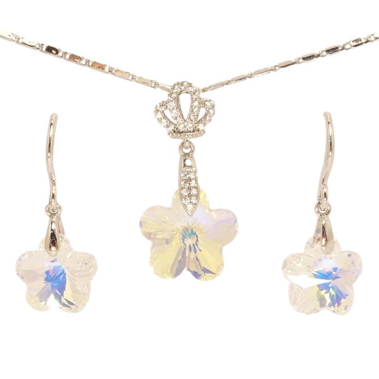 Набор Xuping цвет Родий с кр-ми Swarovski Серьги Кулон на цепочке Кристалл цветочек Shimmer длина фото №24 Набор Xuping цвет Родий с кр-ми Swarovski Серьги Кулон на цепочке Кристалл цветочек Shimmer длина фото №24