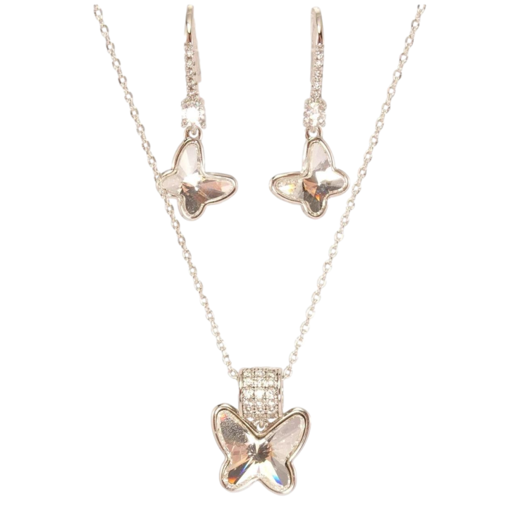 Набор Xuping цвет Родий с кр-ми Swarovski Серьги Кулон на цепочке Бабочки кристаллы Clear длина 40-45см х фото №17 Набор Xuping цвет Родий с кр-ми Swarovski Серьги Кулон на цепочке Бабочки кристаллы Clear длина 40-45см х фото №17