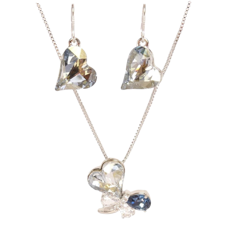 Набір Xuping колір Родій з кр-ми Swarovski Сережки Кулон на ланцюжку Димчастий Кристал і Бабка довжина 40-45см фото №8 Набір Xuping колір Родій з кр-ми Swarovski Сережки Кулон на ланцюжку Димчастий Кристал і Бабка довжина 40-45см фото №8