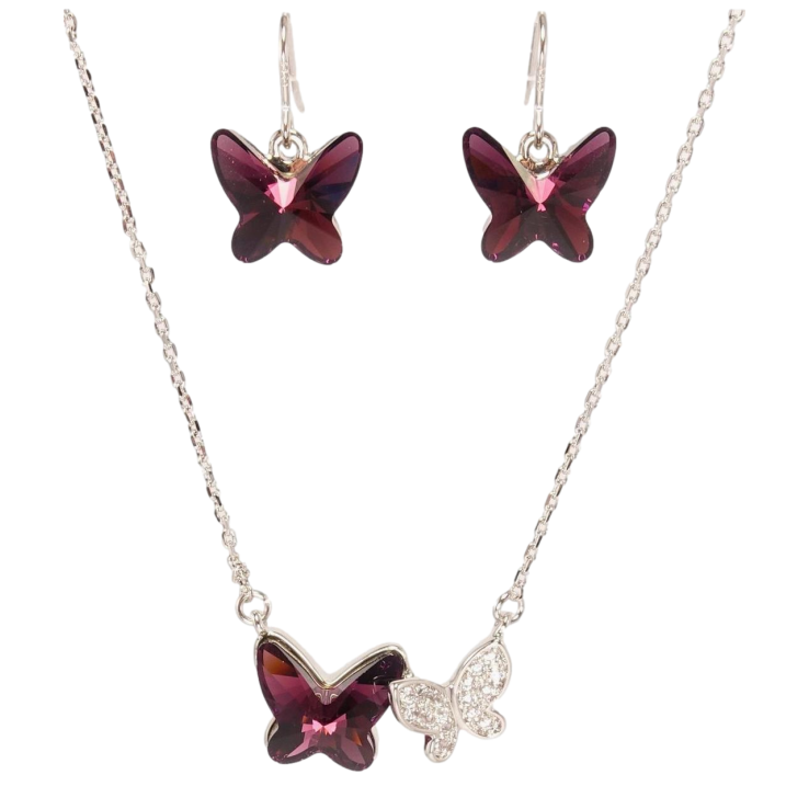 Набор Xuping цвет Родий с кр-ми Swarovski Серьги Кулон на цепочке Бабочки длина 41-46см фото №18 Набор Xuping цвет Родий с кр-ми Swarovski Серьги Кулон на цепочке Бабочки длина 41-46см фото №18