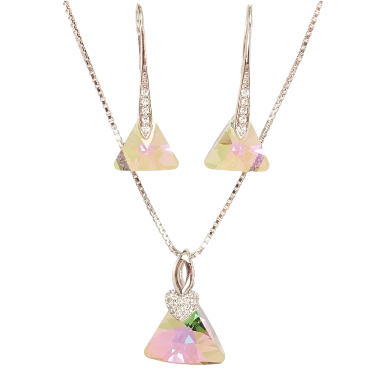 Набір Xuping колір Родій з кр-ми Swarovski Сережки Кулон на ланцюжку Кристал Vitrail Light» дл. 40-45см х 1см фото №13