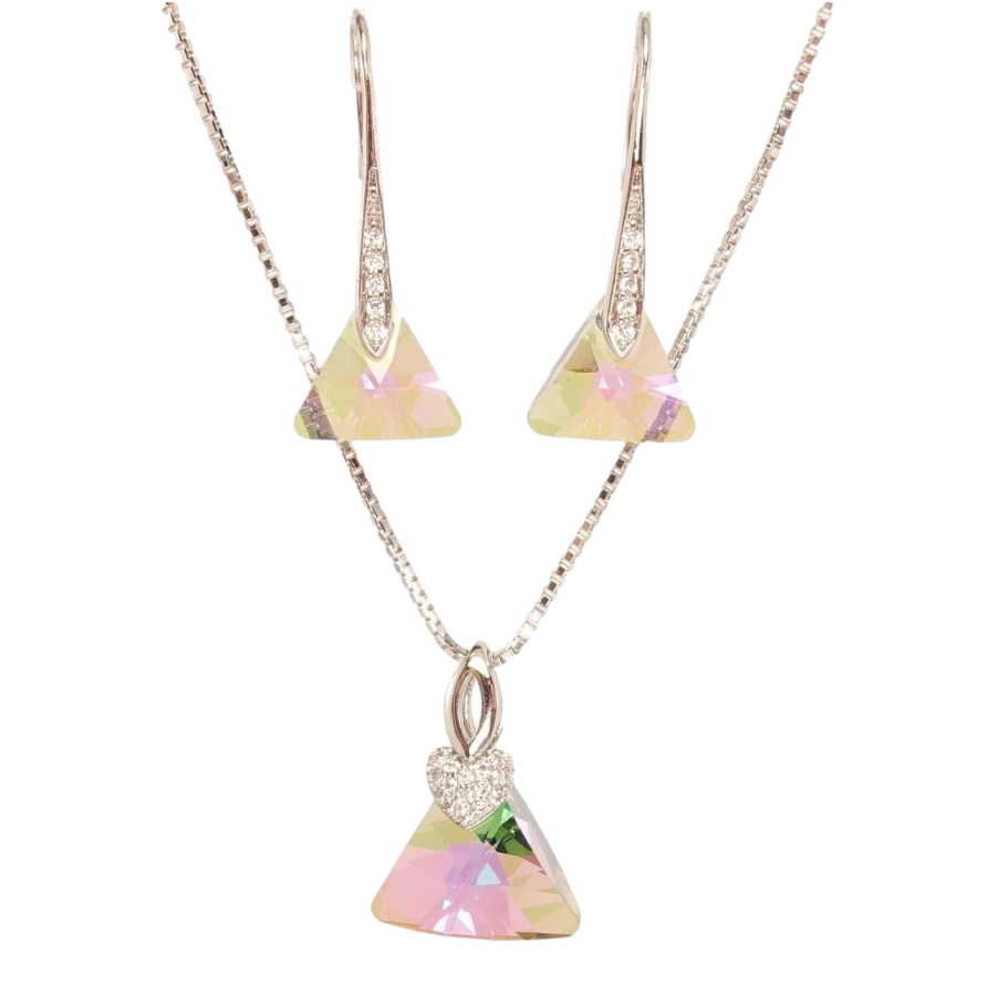 Набор Xuping цвет Родий с кр-ми Swarovski Серьги Кулон на цепочке Кристалл Vitrail Light дл. 40-45см х 1см фото №1