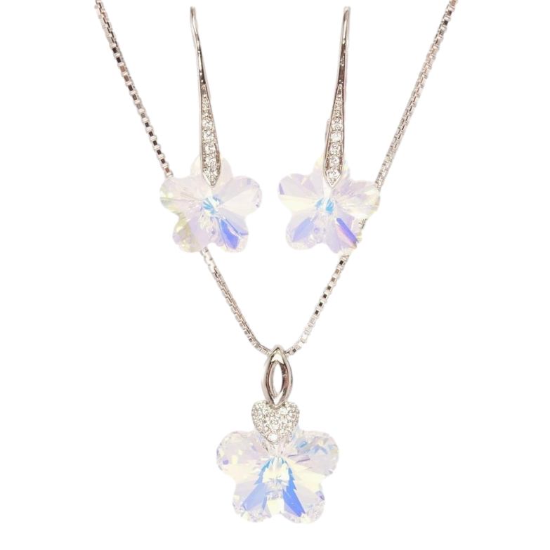 Набір Xuping колір Родій з кр-ми Swarovski Сережки Кулон на ланцюжку «Кришталева квітка Shimmer» дл. 40-45см х 1мм фото №7 Набір Xuping колір Родій з кр-ми Swarovski Сережки Кулон на ланцюжку «Кришталева квітка Shimmer» дл. 40-45см х 1мм фото №7