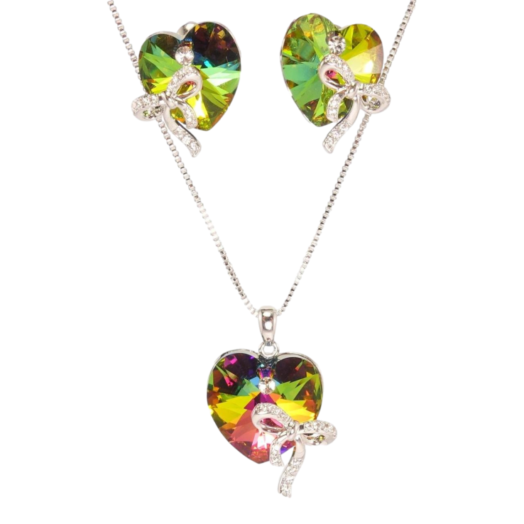 Набор Xuping цвет Родий с кр-ми Swarovski Серьги Кулон на цепочке Кристалл Vitrail Medium длина 38-43см х фото №16 Набор Xuping цвет Родий с кр-ми Swarovski Серьги Кулон на цепочке Кристалл Vitrail Medium длина 38-43см х фото №16
