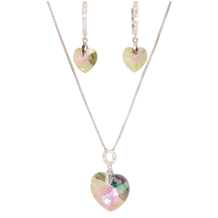 Набор Xuping цвет Родий с кр-ми Swarovski Серьги Кулон на цепочке Кристальное сердечко Vitrail Ligh длина фото №12