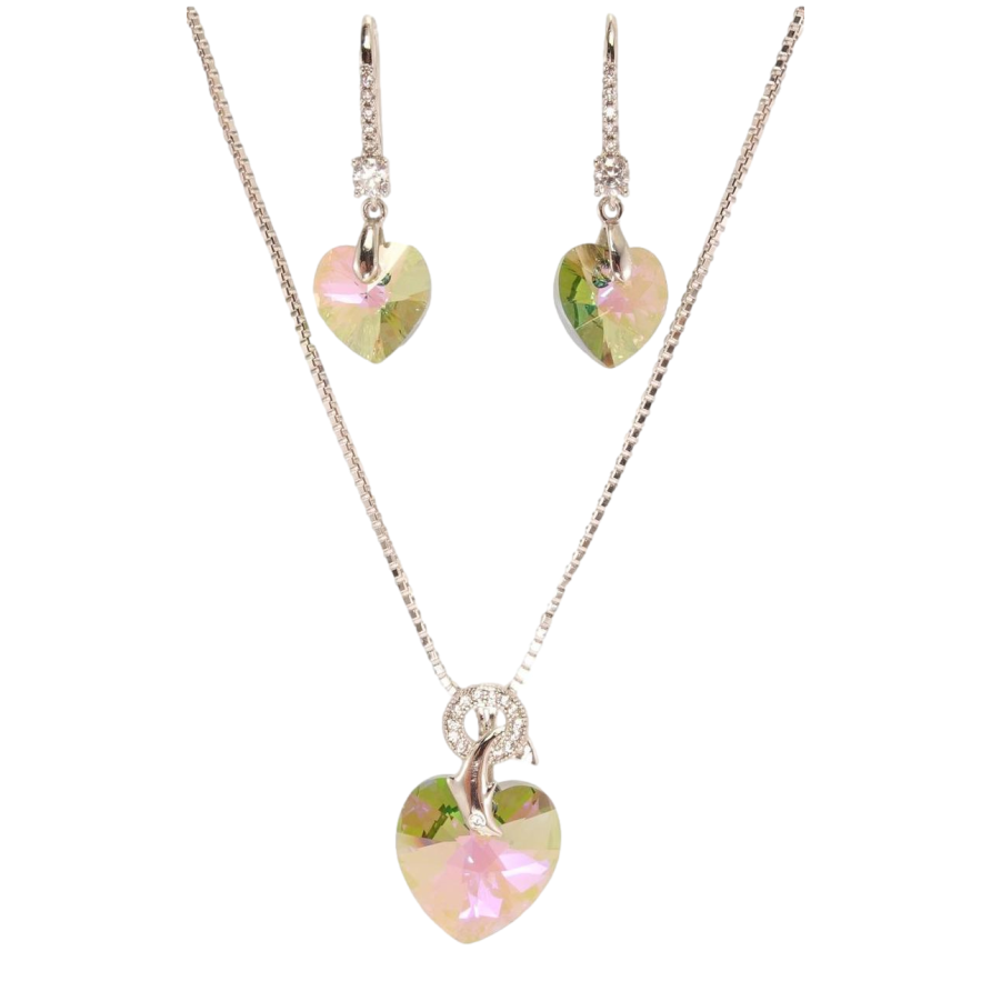 Набір Xuping колір Родій з кр-ми Swarovski Сережки Кулон на ланцюжку «Кристал Vitrail Light» довжина 40-45см х 1мм фото №1 Набір Xuping колір Родій з кр-ми Swarovski Сережки Кулон на ланцюжку «Кристал Vitrail Light» довжина 40-45см х 1мм фото №1