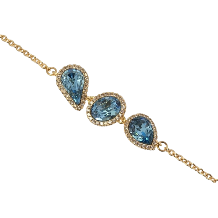 Браслет Xuping цвет 18K с кр-ми Swarovski Кристаллы Aquamarine длина с доп.цепочкой 16-19см х 2мм фото №22