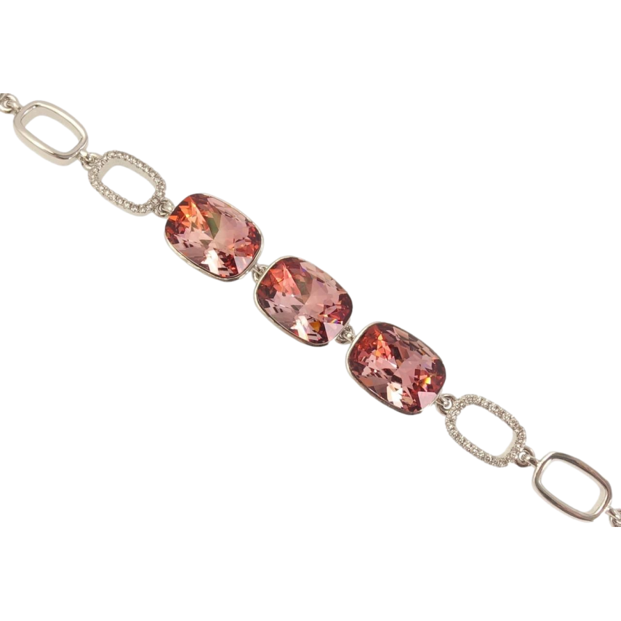 Браслет Xuping цвет Родий с кр-ми Swarovski Три кристалла Amethyst длина с доп.замком 15.5,18см х 9-11мм фото №1 Браслет Xuping цвет Родий с кр-ми Swarovski Три кристалла Amethyst длина с доп.замком 15.5,18см х 9-11мм фото №1