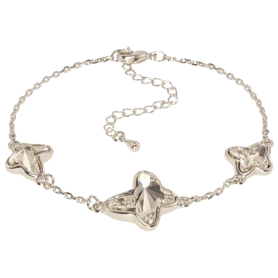 Браслет Xuping цвет Родий с кр-ми Swarovski Три кристальных бабочки Clear длина с доп.цепочкой 17-22,5см х фото №1 Браслет Xuping цвет Родий с кр-ми Swarovski Три кристальных бабочки Clear длина с доп.цепочкой 17-22,5см х фото №1