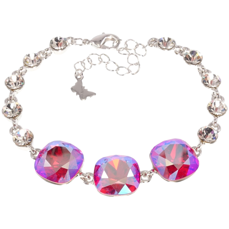Браслет Xuping цвет Родий с кр-ми Swarovski Три кристалла Fuchsia Shimmer длина с доп.цепочкой 16.5-21.5см фото №11