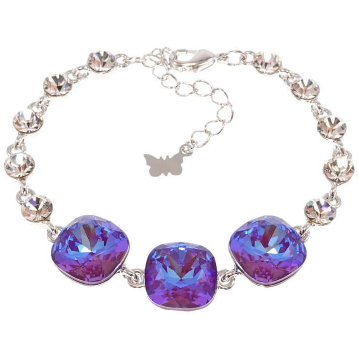 Браслет Xuping цвет Родий с кр-ми Swarovski Три кристалла Meridian Blue длина с доп.цепочкой 16.5-21.5см х фото №25
