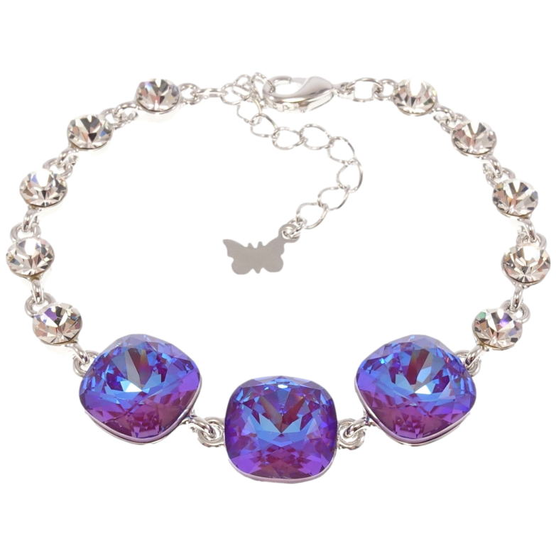 Браслет Xuping колір Родій з кр-ми Swarovski Три кристали Meridian Blue довжина з доп.ланцюжком 16.5-21.5см х 5-12мм фото №13