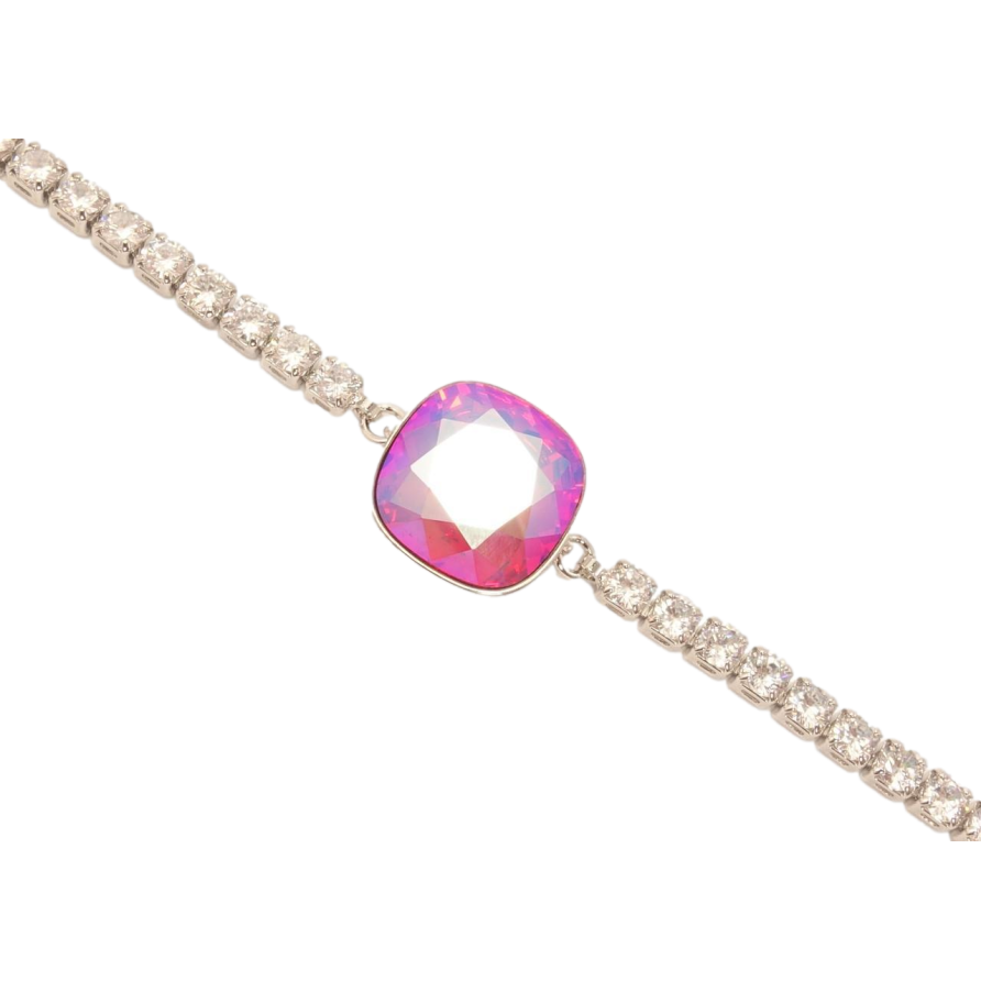 Браслет Xuping цвет Родий с кристаллами Swarovski Дорожка с кристаллом Rose AB длина 15-20см х 3мм фото №1
