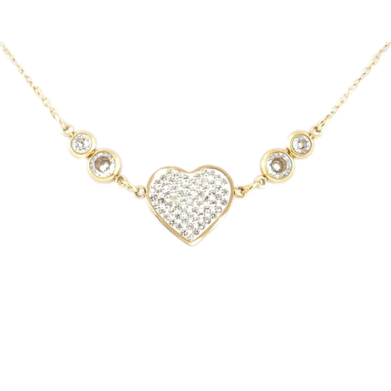 Подвеска на цепочке Xuping ТТМ Stainless Steel цвет 14K Сердечко с цирконием длина 45-51см х 1мм фото №2