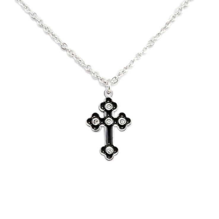 Підвіска на ланцюжку Xuping ТТМ Stainless Steel колір Родій Хрестик, чорна емаль довжина 46-51см х 1мм фото №24 Підвіска на ланцюжку Xuping ТТМ Stainless Steel колір Родій Хрестик, чорна емаль довжина 46-51см х 1мм фото №24