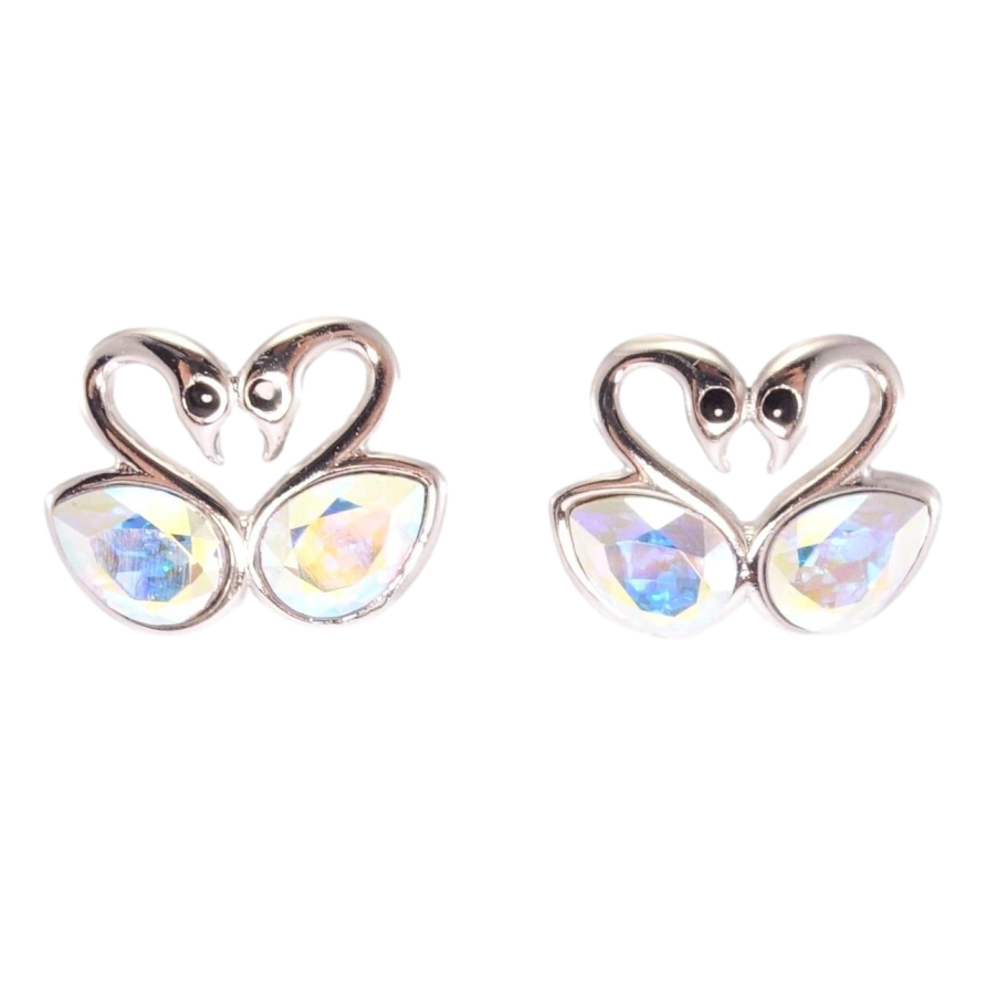 Сережки Xuping колір Родій з кристалами Swarovski пусети Закохані лебеді з кристалами АВ фото №1 Сережки Xuping колір Родій з кристалами Swarovski пусети Закохані лебеді з кристалами АВ фото №1