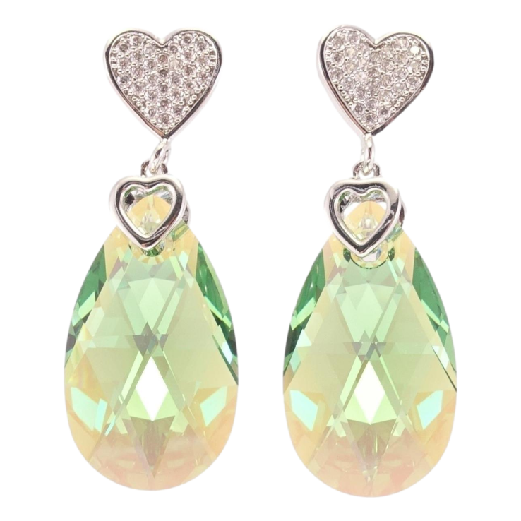 Сережки Xuping колір Родій з кристалами Swarovski пусети "Серце з кристальною підвіскою Erinite" фото №6