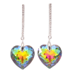 Серьги Xuping цвет Родий с кристаллами Swarovski пусеты "Дорожки с кристальным сердцем Vitrail Medium" фото №2