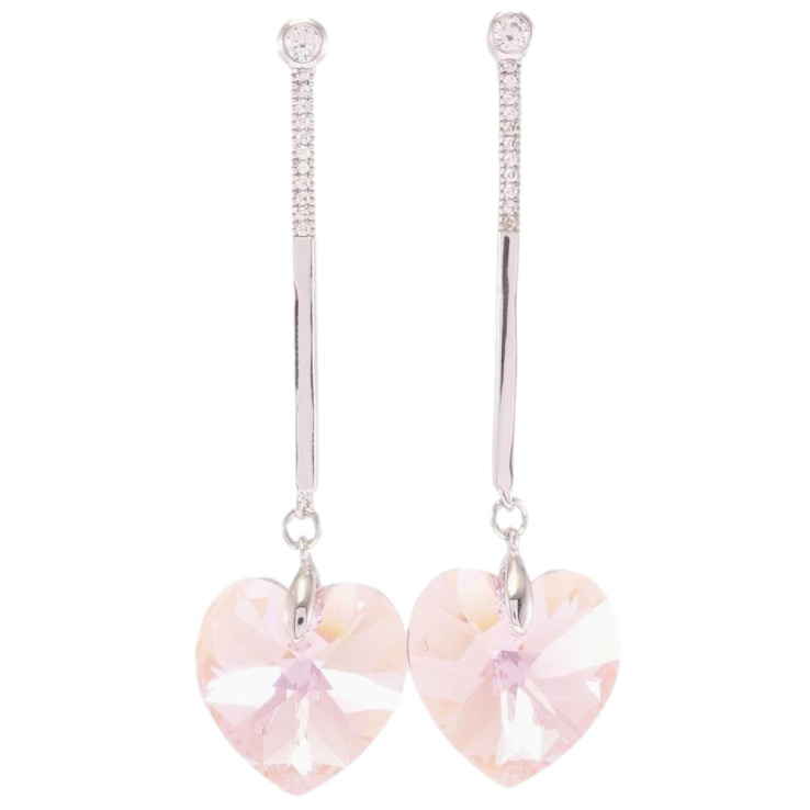 Сережки Xuping колір Родій з кристалами Swarovski пусети "Підвіски кристальні серця Light Rose" фото №16
