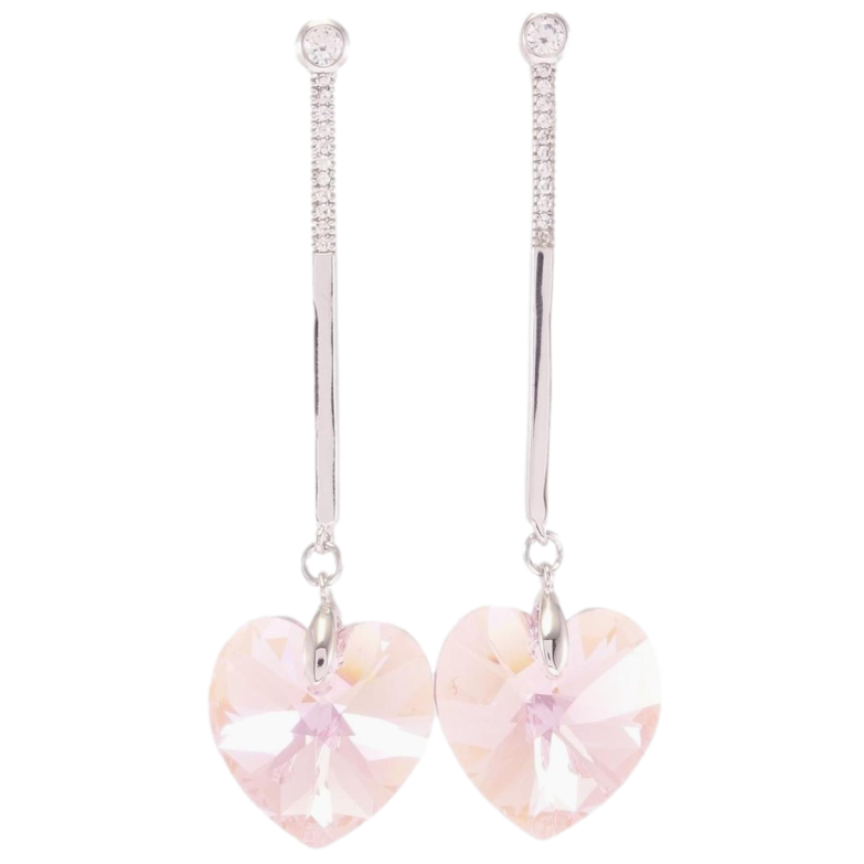 Сережки Xuping колір Родій з кристалами Swarovski пусети "Підвіски кристальні серця Light Rose" фото №3 Сережки Xuping колір Родій з кристалами Swarovski пусети "Підвіски кристальні серця Light Rose" фото №3
