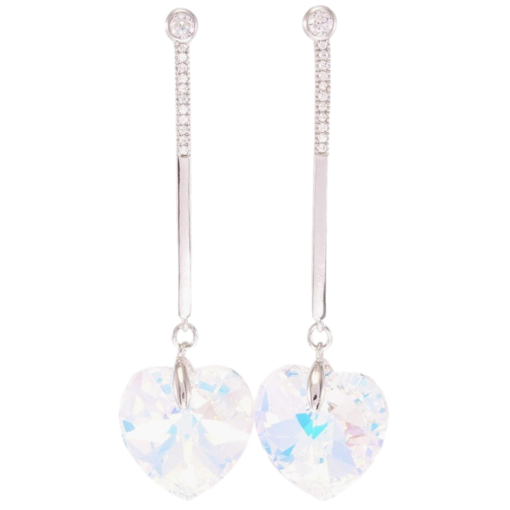 Сережки Xuping колір Родій з кристалами Swarovski пусети "Підвіски кристальні серця Shimmer" фото №17