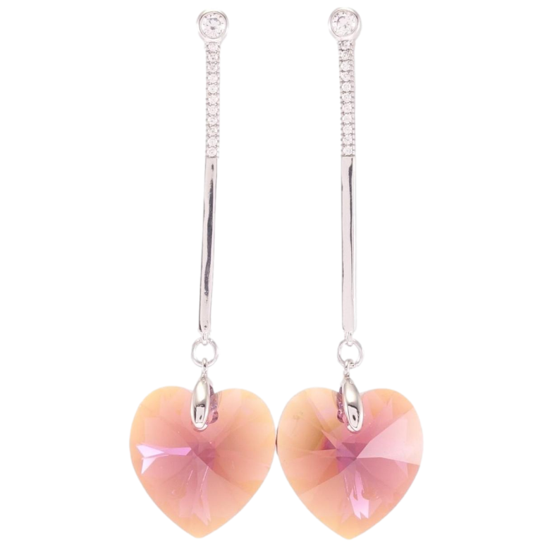 Серьги Xuping цвет Родий с кристаллами Swarovski пусеты Подвески кристальные сердечки Burgundy фото №1 Серьги Xuping цвет Родий с кристаллами Swarovski пусеты Подвески кристальные сердечки Burgundy фото №1
