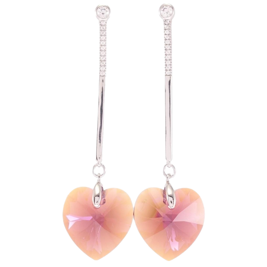 Сережки Xuping колір Родій з кристалами Swarovski пусети Підвіски кристалічні серця Burgundy фото №1 Сережки Xuping колір Родій з кристалами Swarovski пусети Підвіски кристалічні серця Burgundy фото №1
