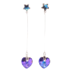 Сережки Xuping колір Родій з кристалами Swarovski пусети "Сині зірочки з підвісками серця Heliotrope" фото №2 Сережки Xuping колір Родій з кристалами Swarovski пусети "Сині зірочки з підвісками серця Heliotrope" фото №2