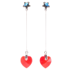 Сережки Xuping колір Родій з кристалами Swarovski пусети "Сині зірочки з підвісками сердечка Siam" фото №2 Сережки Xuping колір Родій з кристалами Swarovski пусети "Сині зірочки з підвісками сердечка Siam" фото №2