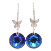 Сережки Xuping колір Родій з кристалами Swarovski пусети "Кристальні дуги з метеликами та підвісками Bermuda Blue" фото №2 Сережки Xuping колір Родій з кристалами Swarovski пусети "Кристальні дуги з метеликами та підвісками Bermuda Blue" фото №2