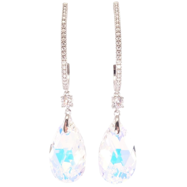 Сережки Xuping колір Родій з кристалами Swarovski пусети "Дуга кристальна з підвісками Shimmer" фото №3 Сережки Xuping колір Родій з кристалами Swarovski пусети "Дуга кристальна з підвісками Shimmer" фото №3