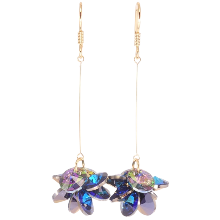 Сережки Xuping колір 18K з кристалами Swarovski французький замок Грони кристалів Capri Blue та Paradise Shine фото №16