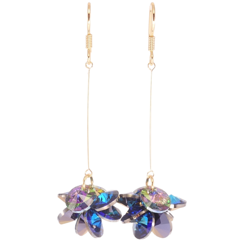 Сережки Xuping колір 18K з кристалами Swarovski французький замок Грони кристалів Capri Blue та Paradise Shine фото №1 Сережки Xuping колір 18K з кристалами Swarovski французький замок Грони кристалів Capri Blue та Paradise Shine фото №1