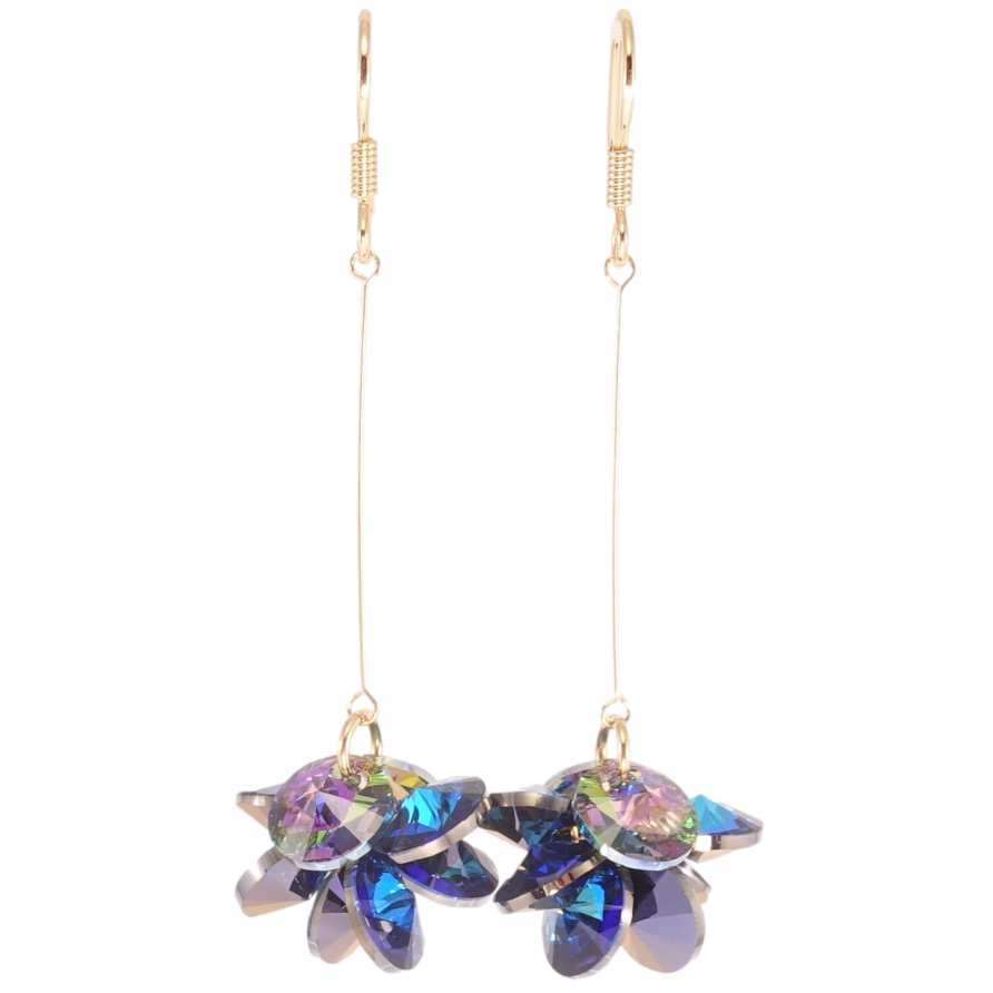 Сережки Xuping колір 18K з кристалами Swarovski французький замок Грони кристалів Capri Blue та Paradise Shine фото №1 Сережки Xuping колір 18K з кристалами Swarovski французький замок Грони кристалів Capri Blue та Paradise Shine фото №1