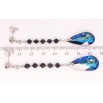 Сережки Xuping колір Родій з кристалами Swarovski пусети Чорні намистини з кристалами Bermuda Blue фото №2 Сережки Xuping колір Родій з кристалами Swarovski пусети Чорні намистини з кристалами Bermuda Blue фото №2