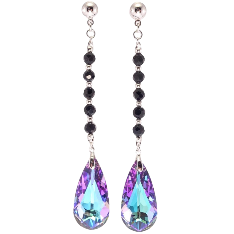 Сережки Xuping колір Родій з кристалами Swarovski пусети Чорні намистини з кристалами Paradise Shine фото №2 Сережки Xuping колір Родій з кристалами Swarovski пусети Чорні намистини з кристалами Paradise Shine фото №2