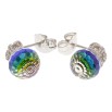 Сережки Xuping колір Родій з кристалами Swarovski пусети Гранена кулька під куполом кристал знизу райдужний фото №2