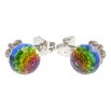 Сережки Xuping колір Родій з кристалами Swarovski пусети Гранена кулька під куполом кристал знизу райдужний фото №3