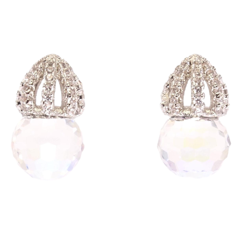 Серьги Xuping цвет Родий с кристаллами Swarovski пусеты "Кристальный шарик Shimmer под куполом" фото №1 Серьги Xuping цвет Родий с кристаллами Swarovski пусеты "Кристальный шарик Shimmer под куполом" фото №1
