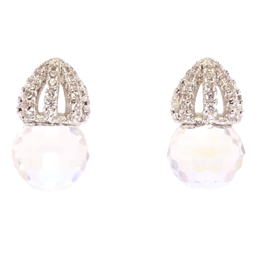 Сережки Xuping колір Родій з кристалами Swarovski пусети "Кристальна кулька Shimmer під куполом" фото №1 Сережки Xuping колір Родій з кристалами Swarovski пусети "Кристальна кулька Shimmer під куполом" фото №1