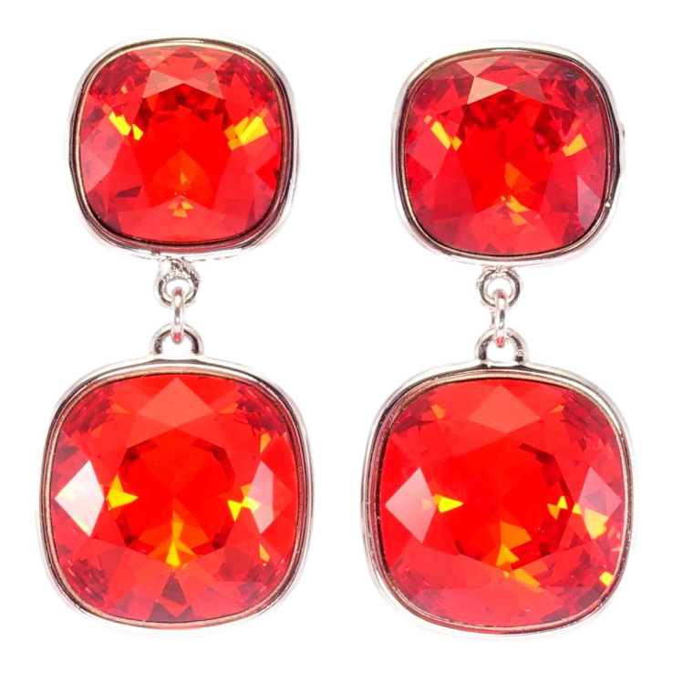 Сережки Xuping колір Родій з кристалами Swarovski пусети Кристали ограновування подушечка Light Siam фото №21