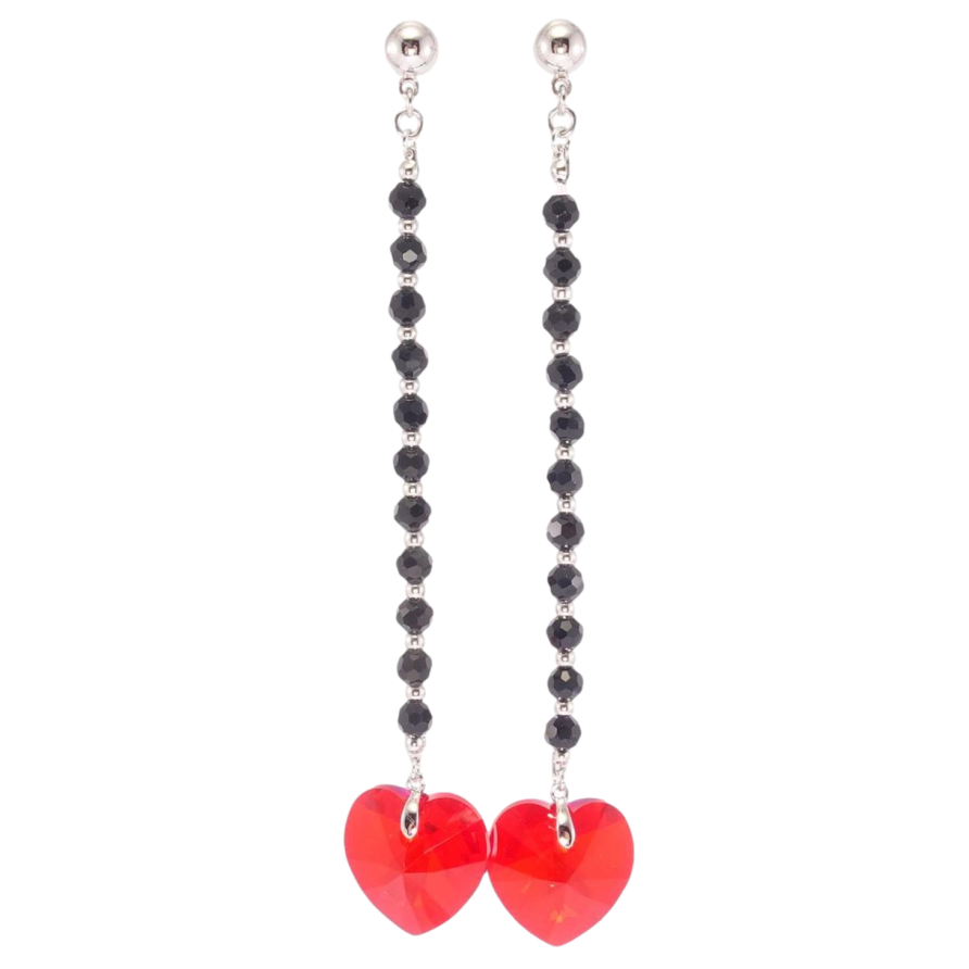 Сережки Xuping колір Родій з кристалами Swarovski пусети Підвіски з чорних намист з кристалами Light Siam фото №1 Сережки Xuping колір Родій з кристалами Swarovski пусети Підвіски з чорних намист з кристалами Light Siam фото №1
