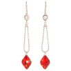 Серьги Xuping цвет Родий с кристаллами Swarovski французский замок "Цепочка с кристаллом Siam" фото №2 Серьги Xuping цвет Родий с кристаллами Swarovski французский замок "Цепочка с кристаллом Siam" фото №2