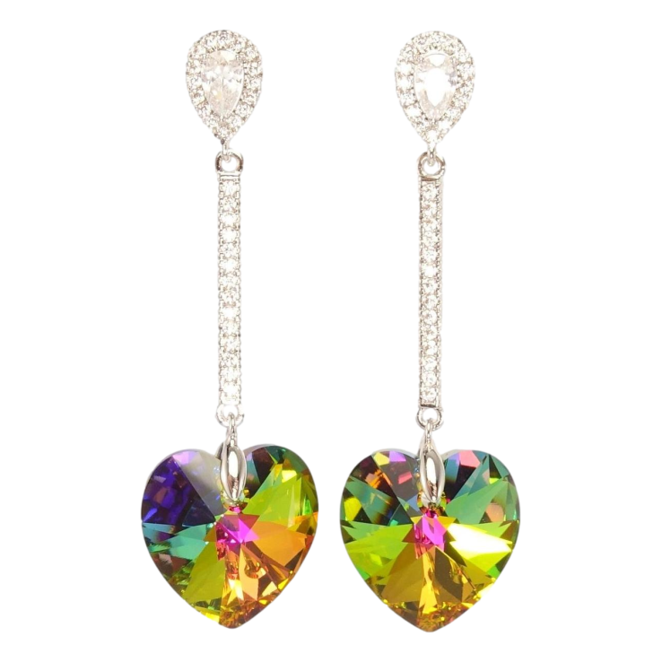 Сережки Xuping колір Родій з кристалами Swarovski пусети «Підвіски з доріжкою кристалом Vitrail Medium» фото №18