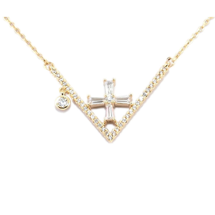Подвеска на цепочке Xuping Позолота 18K Уголок с крестиком из циркония длина 43-46,5см х 1мм фото №2 Подвеска на цепочке Xuping Позолота 18K Уголок с крестиком из циркония длина 43-46,5см х 1мм фото №2