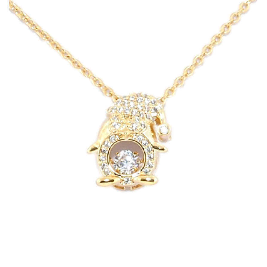 Кулон на цепочке Xuping Позолота 18K Пингвин с танцующим кристаллом длина 41,5-45см х 1мм фото №1