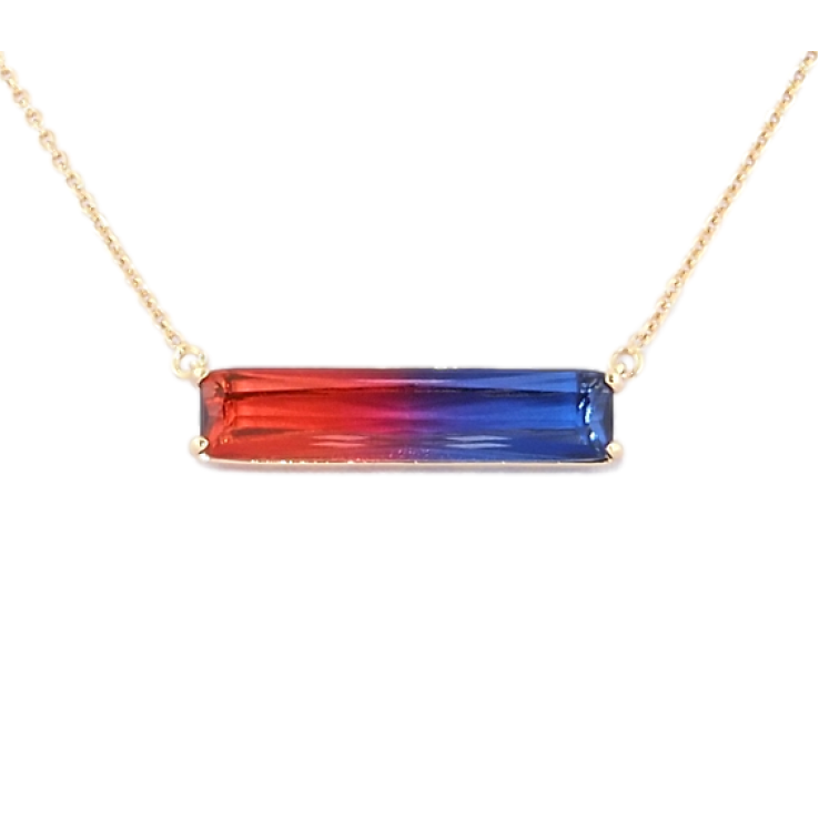 Подвеска на цепочке Xuping Позолота 18K Красно-синий кристалл длина 47-50см х 1мм фото №2